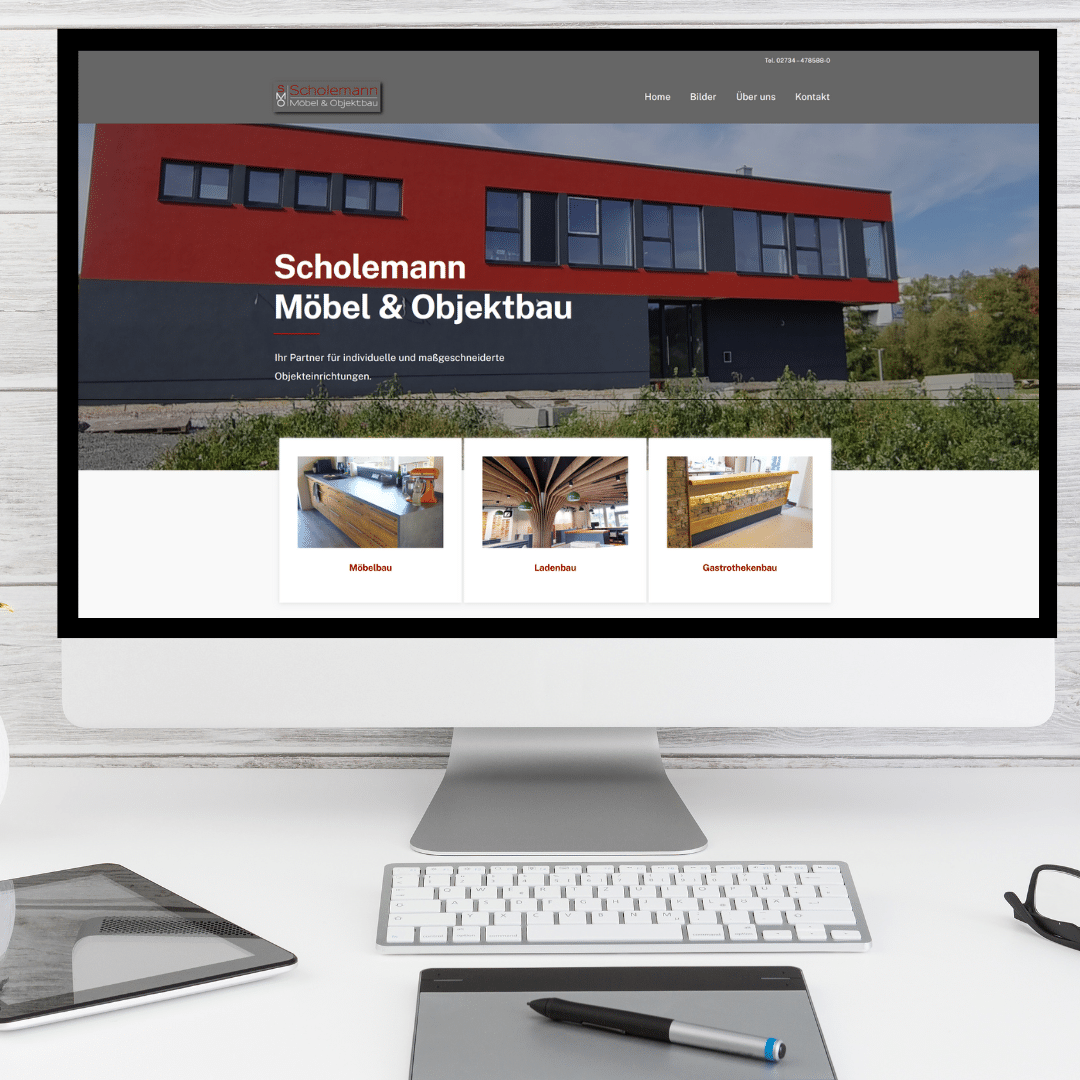 Grafik Deskotop oder Bildschirm mit den Design der Website