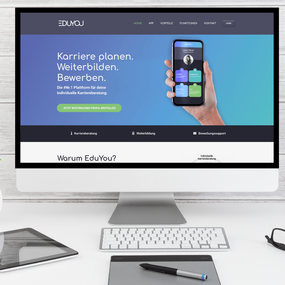 Grafik eines Monitors inklusive Webdesign